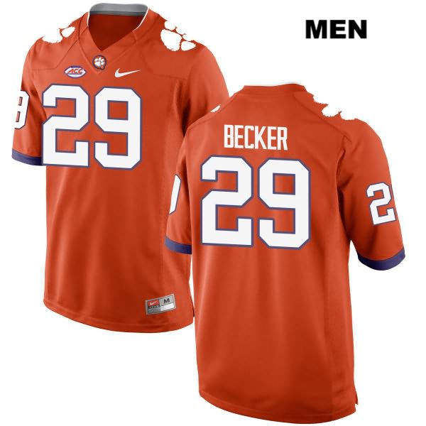 Men's Clemson Tigers #29 Michael Becker Stitched Orange Authentic Style 2 Nike NCAA College Football Jersey NMU3546JU